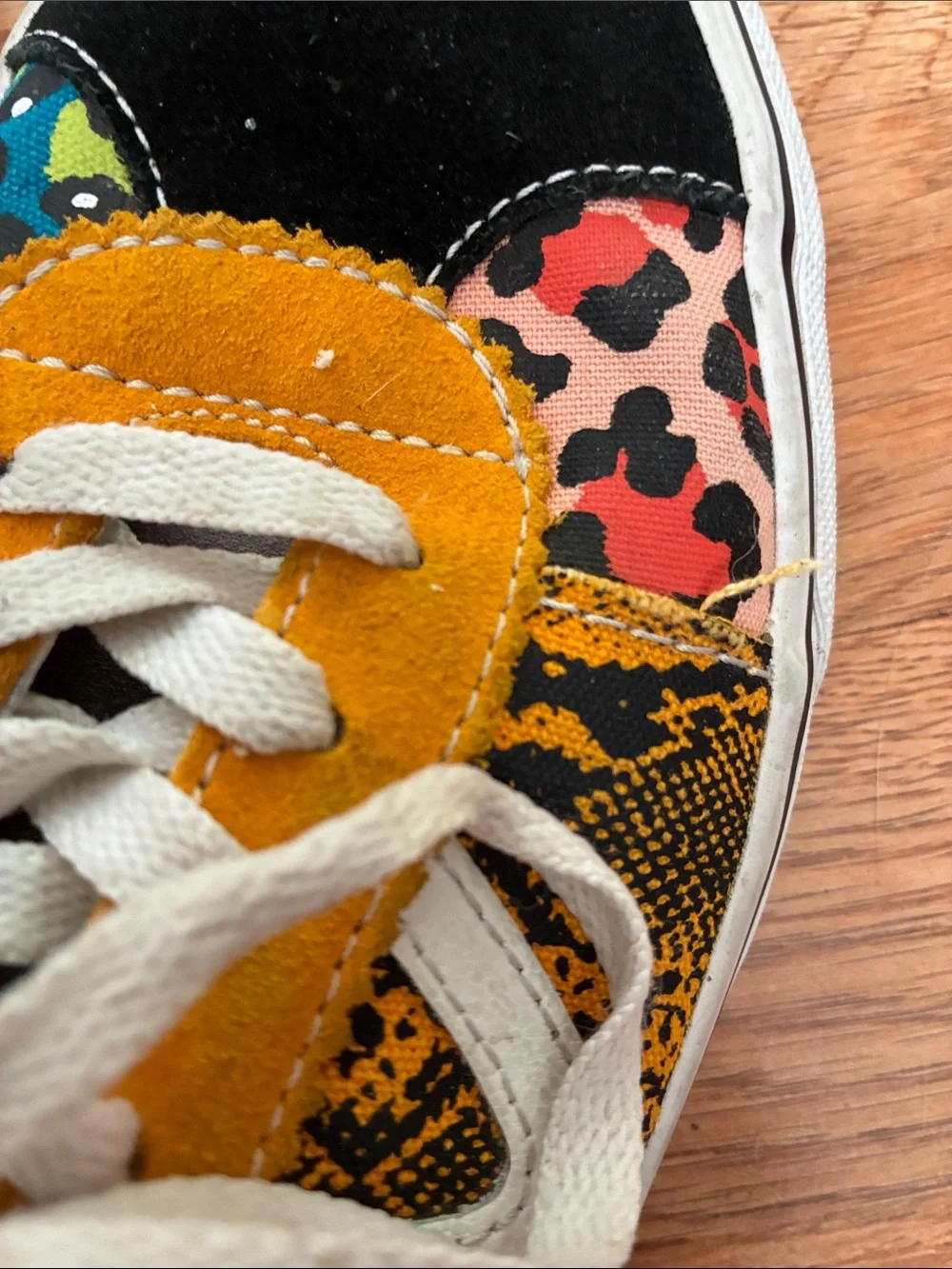 Vans Colorblock Leopard Patchwork Lace-Up Sneakers